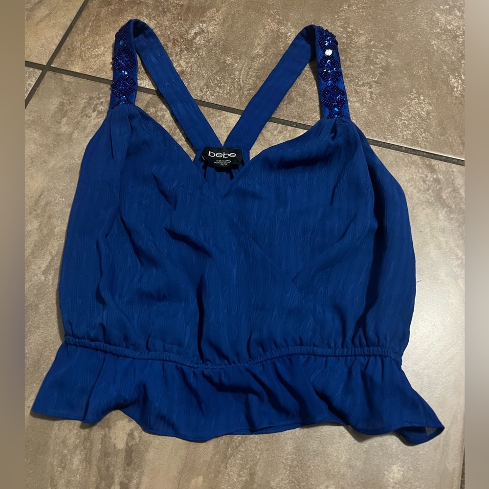 Bebe beaded blue top